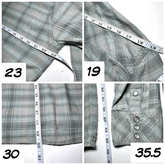Tecovas L Sawtooth Plaid Western Pearl Snap Shirt Grey Green Cowboy - Picture 4 of 8